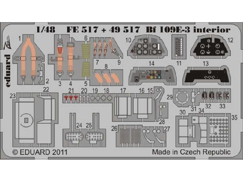  Bf 109E-3 interior S. A. 1/48 - Airfix - blaszki - zdjęcie 1