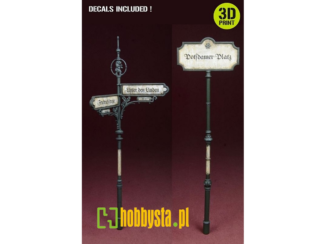 Berlin Street Signs 1930-40's, (3d Print With Decals) - zdjęcie 1 Berlin Street Signs 1930-40's, (3d Print With Decals) - zdjęcie 1