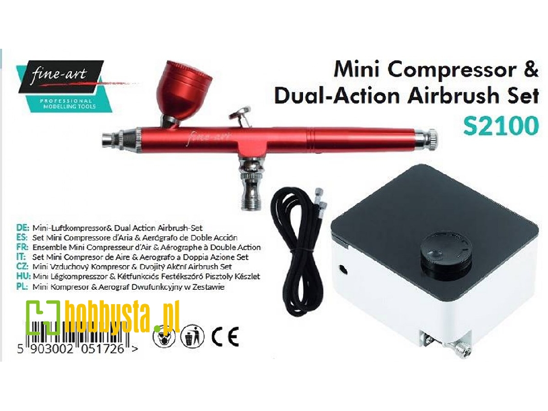 Mini Compressor And Dual-action Airbrush Set - zdjęcie 1 Mini Compressor And Dual-action Airbrush Set - zdjęcie 1