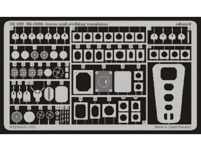 Bf 109 access and scribing templates 1/32 - Hasegawa - blaszki - zdjęcie 1 Bf 109 access and scribing templates 1/32 - Hasegawa - blaszki - zdjęcie 1