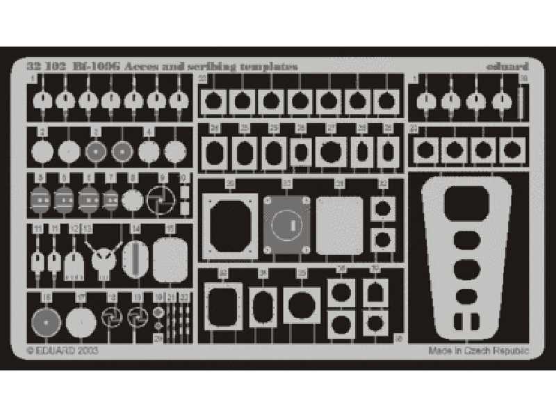  Bf 109 access and scribing templates 1/32 - Hasegawa - blaszki - zdjęcie 1