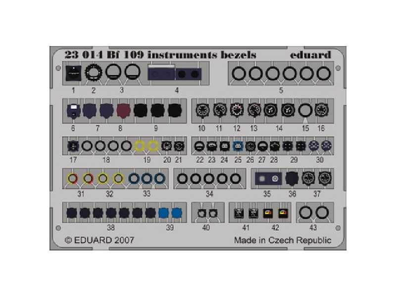  Bf 109 instrument bezels 1/24 - blaszki - zdjęcie 1