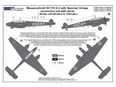 Messerschmitt Bf-110 D-3 - Spaner Analge Coversion Set (For Revell Kits) - zdjęcie 4
