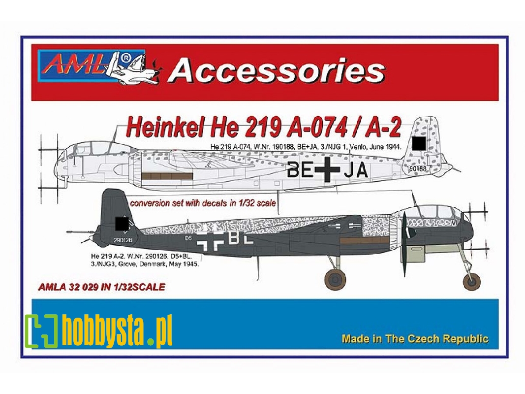 Heinkel He-219 A-074 Or A-2 - The Conversion Set With Decals (For Revell Kits) - zdjęcie 1 Heinkel He-219 A-074 Or A-2 - The Conversion Set With Decals (For Revell Kits) - zdjęcie 1
