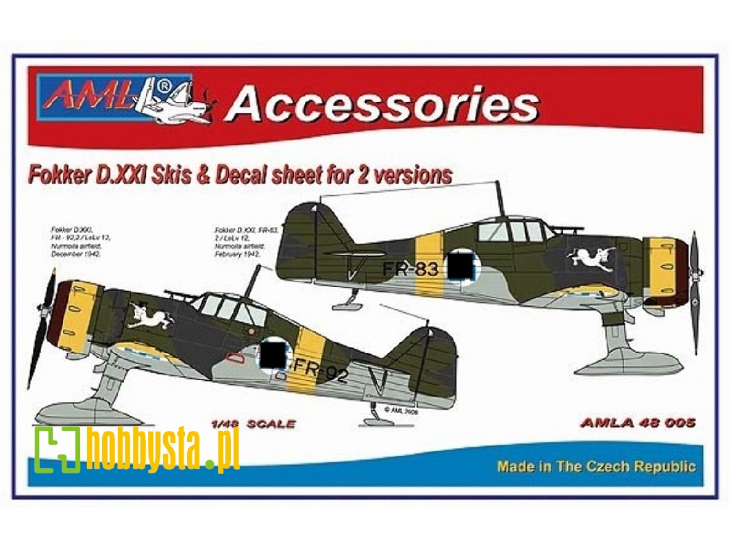 Fokker D.Xxi - Finnish Decal With Resin Skis Conversion Set - zdjęcie 1 Fokker D.Xxi - Finnish Decal With Resin Skis Conversion Set - zdjęcie 1