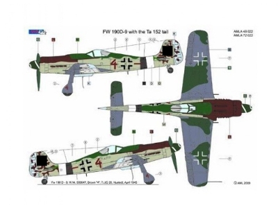 Focke-wulf Fw-190 D-9 With Ta-152 Tail Conversion Set (For Tamiya Kits) - zdjęcie 1