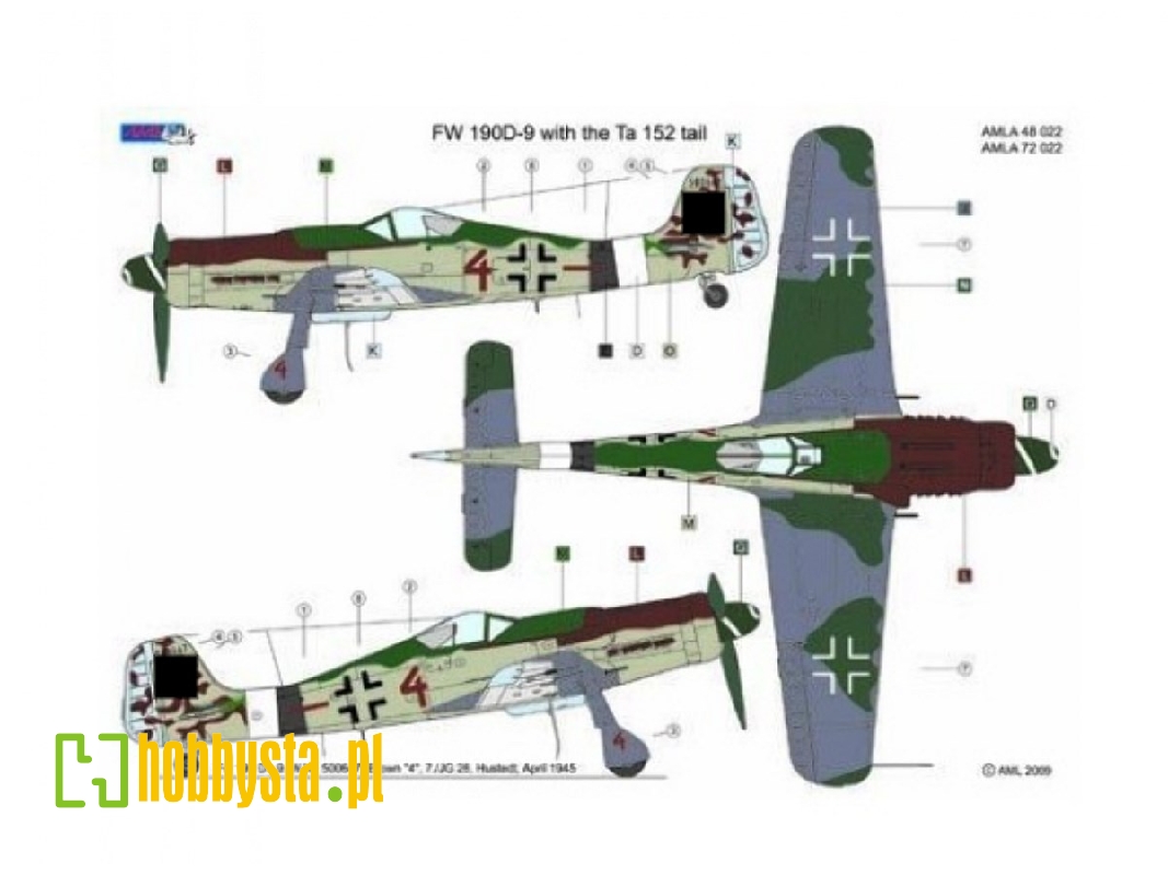 Focke-wulf Fw-190 D-9 With Ta-152 Tail Conversion Set (For Tamiya Kits) - zdjęcie 1 Focke-wulf Fw-190 D-9 With Ta-152 Tail Conversion Set (For Tamiya Kits) - zdjęcie 1