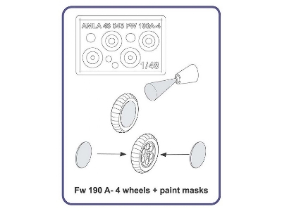 Focke-wulf Fw-190 A-4 - Wheels + Paint Masks Set (For Dragon, Hasegawa And Monogram Kits) - zdjęcie 2