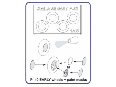 Curtiss P-40 B/C/D/E - Wheels +paint Masks (Early) - zdjęcie 2