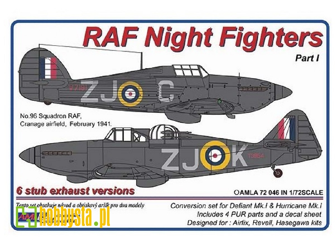 Raf Night Fighters Part I - hurricane Mk.I & defiant Mk.I Conversion Set (For Airfix, Revell And Hasegawa Kits) - zdjęcie 1 Raf Night Fighters Part I - hurricane Mk.I & defiant Mk.I Conversion Set (For Airfix, Revell And Hasegawa Kits) - zdjęcie 1