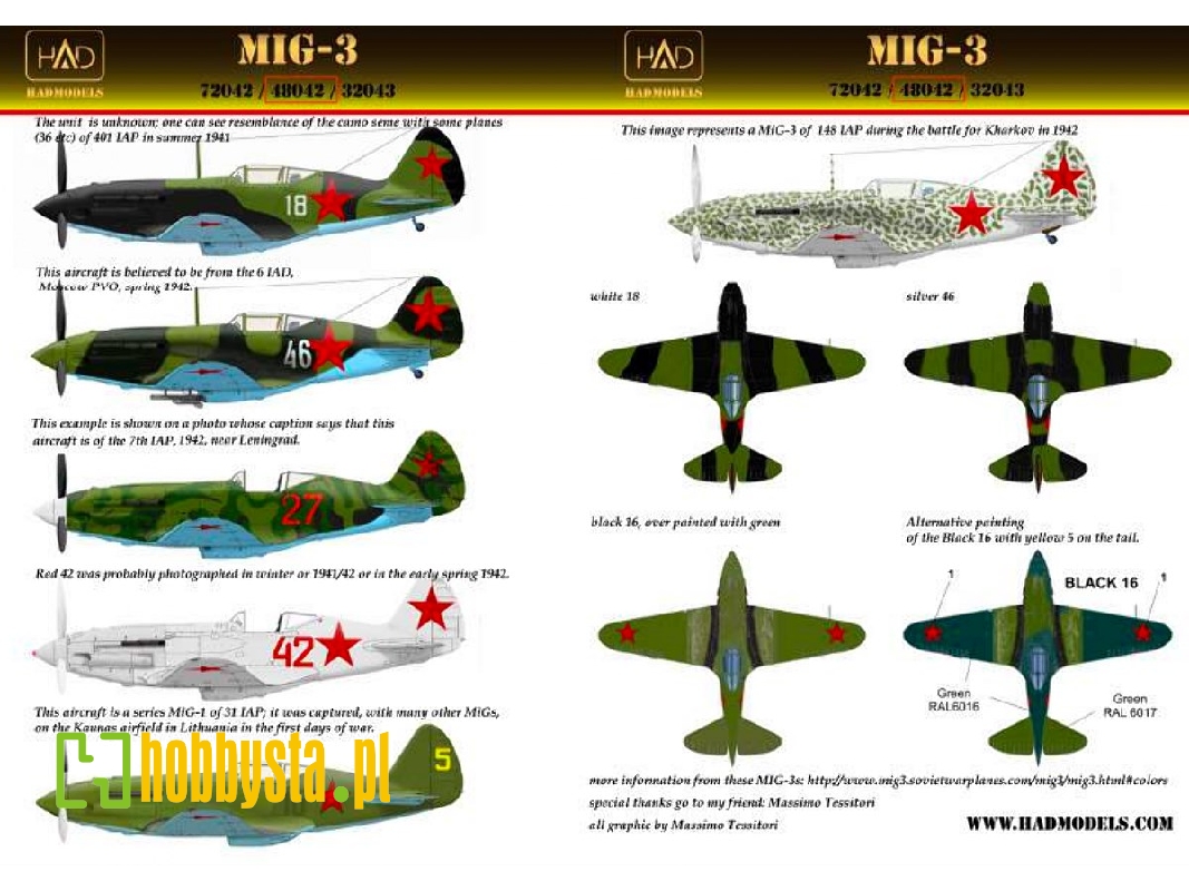 Mig-3 Silver 46, White 18, Black 16, Red 42, Red 27 - zdjęcie 1 Mig-3 Silver 46, White 18, Black 16, Red 42, Red 27 - zdjęcie 1