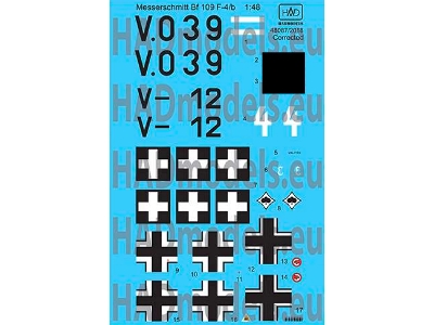 Corected Messerschmitt Bf 109 F-4/ B Part Ii. White 1+ - Luftwaffe, V0+39 Heppes Aladár, V-+12 - zdjęcie 1