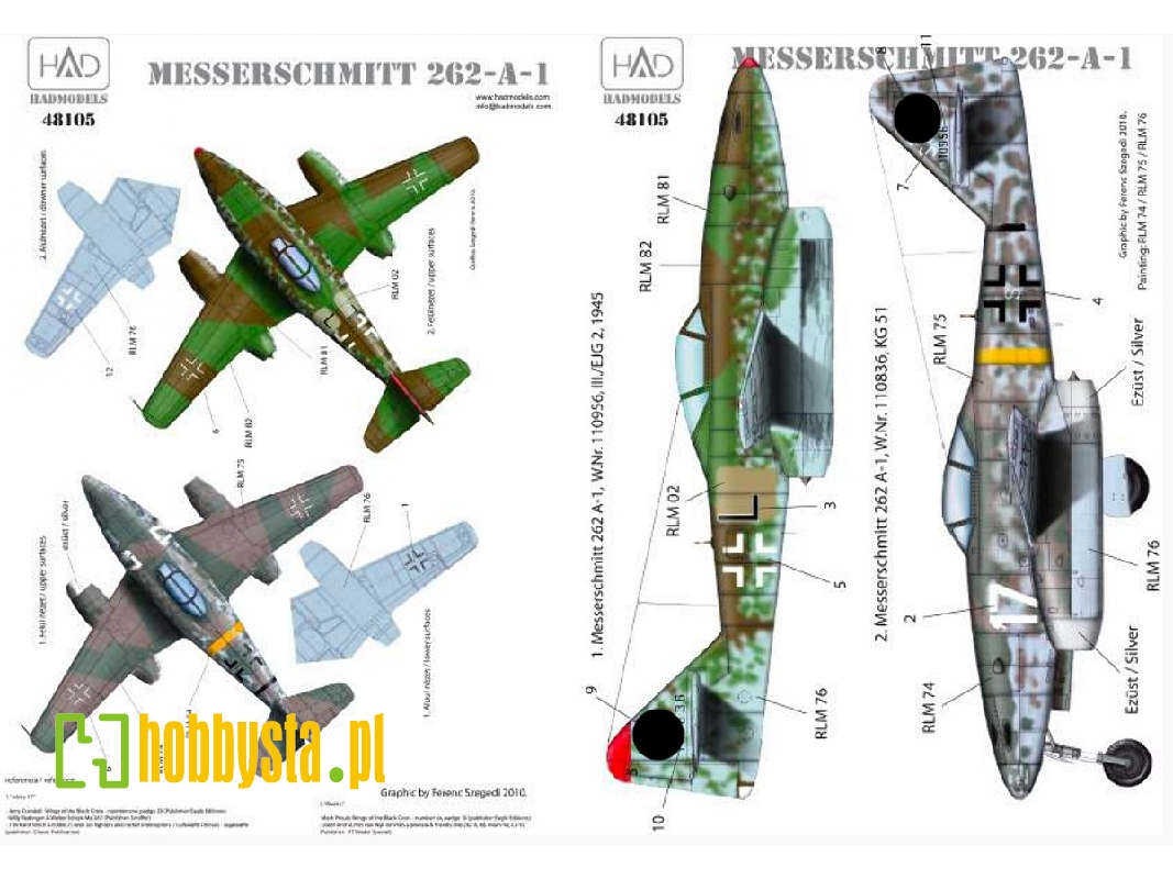 Messerschmitt Me 262 A-1 Luftwaffe Black L, White 17 - zdjęcie 1