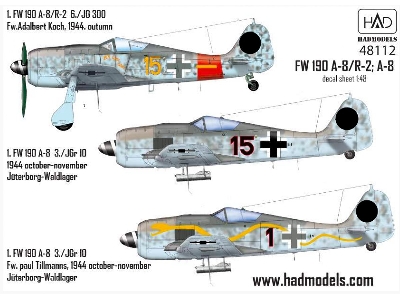 Fw-190 A-8 / R2 Luftwaffe Ti Ti Wau Wau Yellow 15, Black 1, Black15 - zdjęcie 1