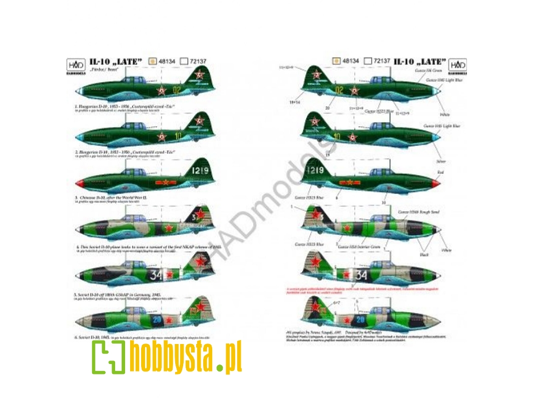 Ilyushin Il-10 Late Version - Hungary, Soviet, Korean, Polish Decals - zdjęcie 1 Ilyushin Il-10 Late Version - Hungary, Soviet, Korean, Polish Decals - zdjęcie 1