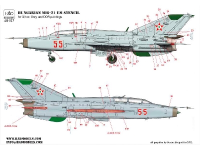 Mig-21 Um Hunaf Stencils For Ddr And Silver Painting - zdjęcie 1