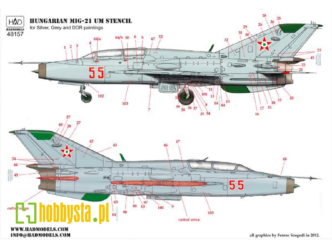 Mig-21 Um Hunaf Stencils For Ddr And Silver Painting - zdjęcie 1