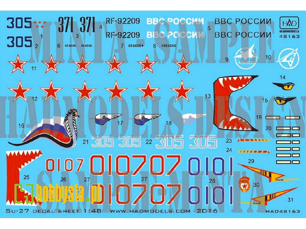 Su-27 Russian Red 01; 07; Blue 01; 305 - zdjęcie 1