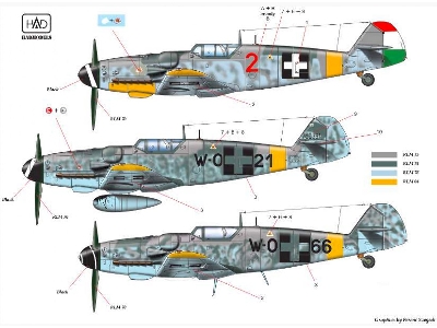 Messerschmitt Bf 109 G-6 Hun W0+21, W0+66, Red 2 - zdjęcie 3