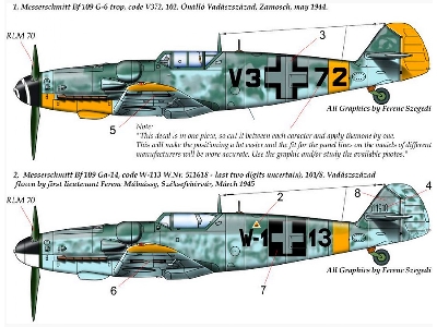 Messerschmitt Bf 109 G-14 / G-6 Trop Hun V3+72; W-1+13 - zdjęcie 2