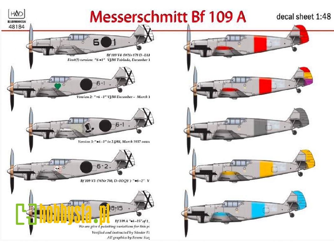 Messerschmitt Bf 109 A V3 6.1, .6-1, .6-2, .6,-15 - zdjęcie 1