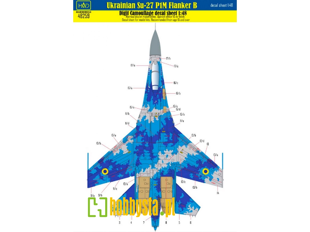 Ukrainian Su-27 P1m Flanker B Digit Camouflage Decal Sheet - zdjęcie 1