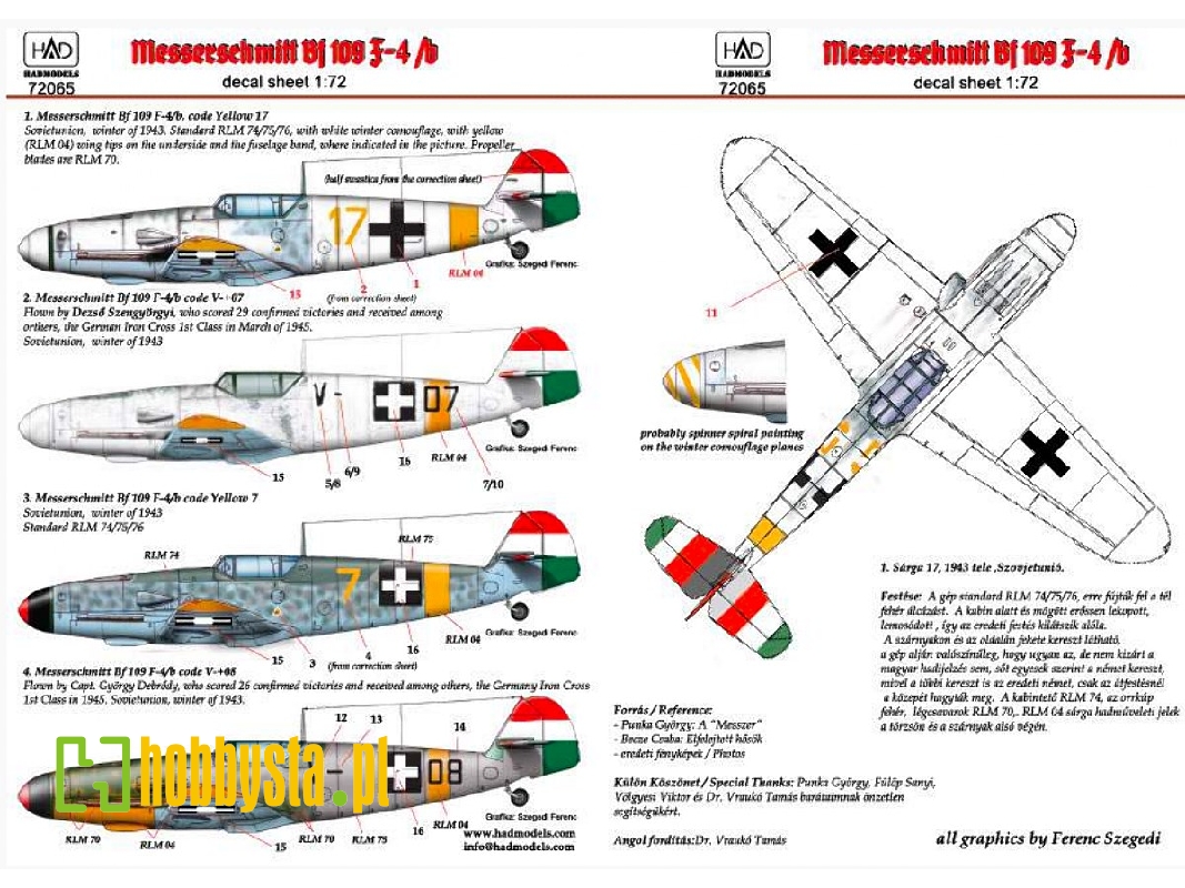 Messerschmitt Bf 109 F-4/ B Yellow 17, V-+03, V-+07, Yellow 7 - zdjęcie 1 Messerschmitt Bf 109 F-4/ B Yellow 17, V-+03, V-+07, Yellow 7 - zdjęcie 1