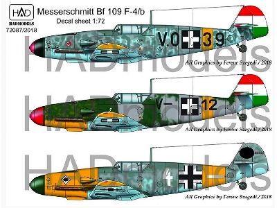 Corrected Messershmitt Bf 109 F-4/ B Hungarian V0+39 Aladár Heppes, V-+12, German White 4 - zdjęcie 2