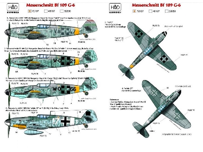 Messerschmitt Bf 109 G-6 Hun W0+2, W0+66, Red 2, Luftwaffe White 17 - zdjęcie 2