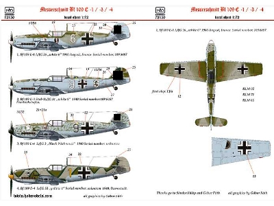 Me Bf 109 E 1/ 3/ 4 Part 2 White 9, White 6, Black 9 Schnauzl, Yellow 1 - zdjęcie 2
