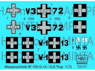 Messerschmitt Bf 109 G-14 / G-6 Trop Hun V3+72; W-1+13 - zdjęcie 1