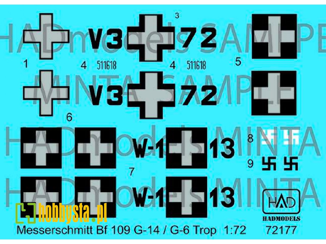 Messerschmitt Bf 109 G-14 / G-6 Trop Hun V3+72; W-1+13 - zdjęcie 1 Messerschmitt Bf 109 G-14 / G-6 Trop Hun V3+72; W-1+13 - zdjęcie 1