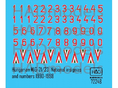 Hungarian National Insignias & Numbers For Mig-21 And Mig-23 (1990-1998) - zdjęcie 1