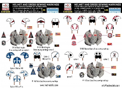 F-14a/D Helmet And Dress Sewing Markings Vf-143 Vf-213 Vf-41 Decal Sheet - zdjęcie 1