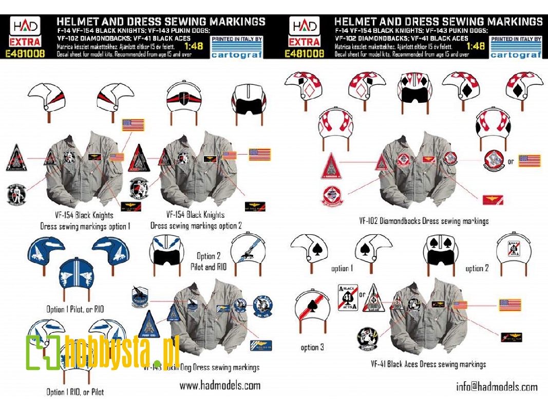 F-14a/D Helmet And Dress Sewing Markings Vf-143 Vf-213 Vf-41 Decal Sheet - zdjęcie 1 F-14a/D Helmet And Dress Sewing Markings Vf-143 Vf-213 Vf-41 Decal Sheet - zdjęcie 1