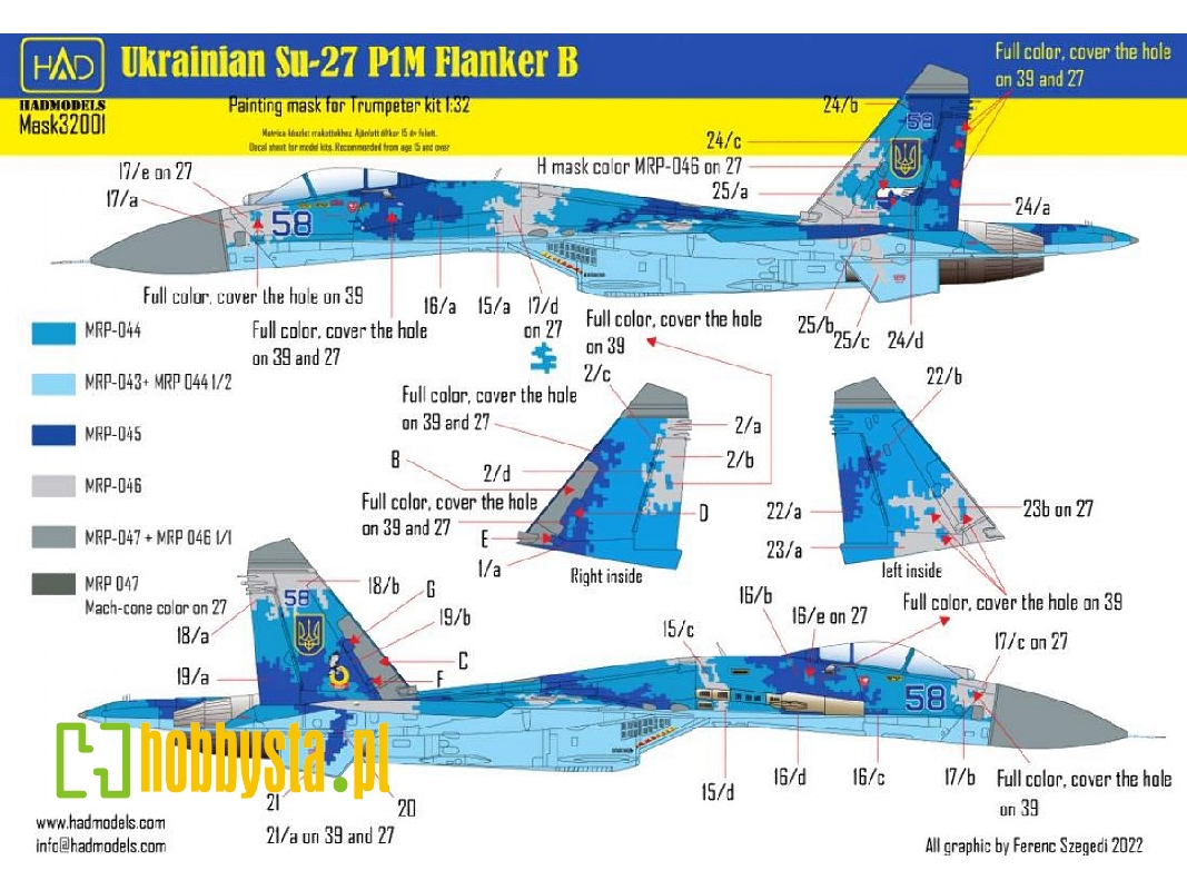 Ukrainian Su-27 P1m Flanker B - Painting Mask (For Trumpeter) - zdjęcie 1
