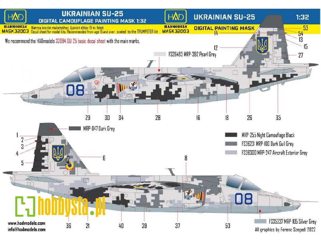 Ukrainian Su-25 Digital Camouflage Painting Mask (For Trumpeter) - zdjęcie 1
