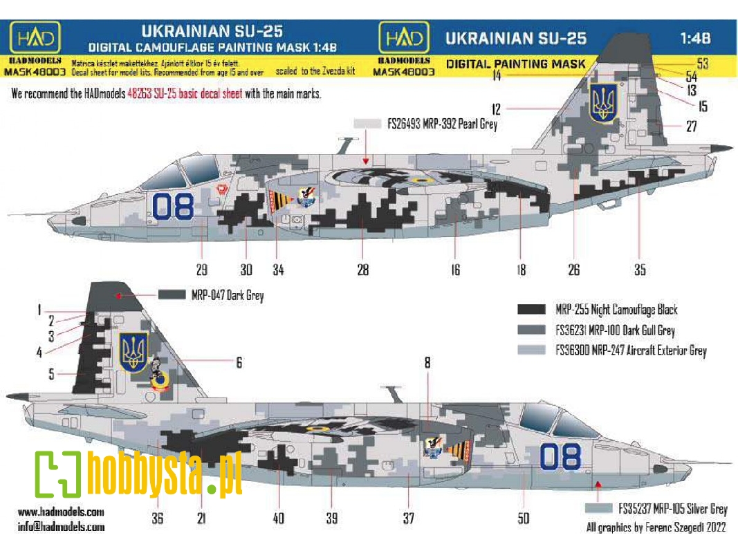 Su-25 Ukrainian Digital Camouflage Paintnig Mask - zdjęcie 1 Su-25 Ukrainian Digital Camouflage Paintnig Mask - zdjęcie 1