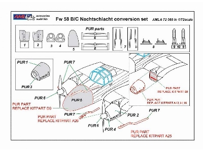 Focke-wulf Fw-58 B/C Nachtschlacht With Bomb Racks Etc 50 (For Azur, Fromm And Special Hobby Kits) - zdjęcie 4