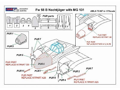 Focke-wulf Fw-58 B Nachtjäger With Mg 131 (For Azur, Fromm And Special Hobby Kits) - zdjęcie 3