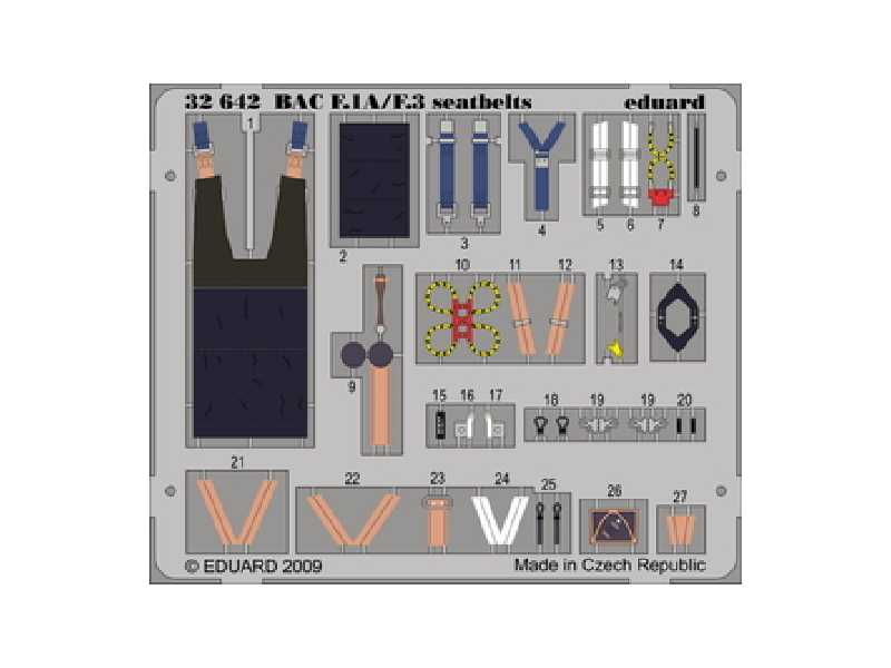  BAC Lightning F.1A/ F.3 seatbelts 1/32 - Trumpeter - blaszki - zdjęcie 1