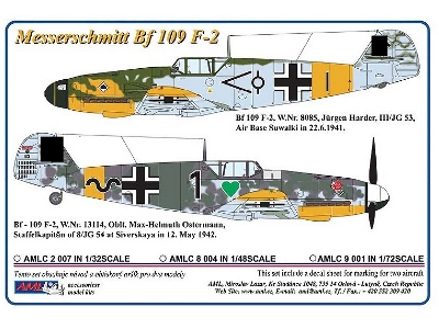 Messerschmitt Bf-109 F-2 - Decals And Masks - zdjęcie 1