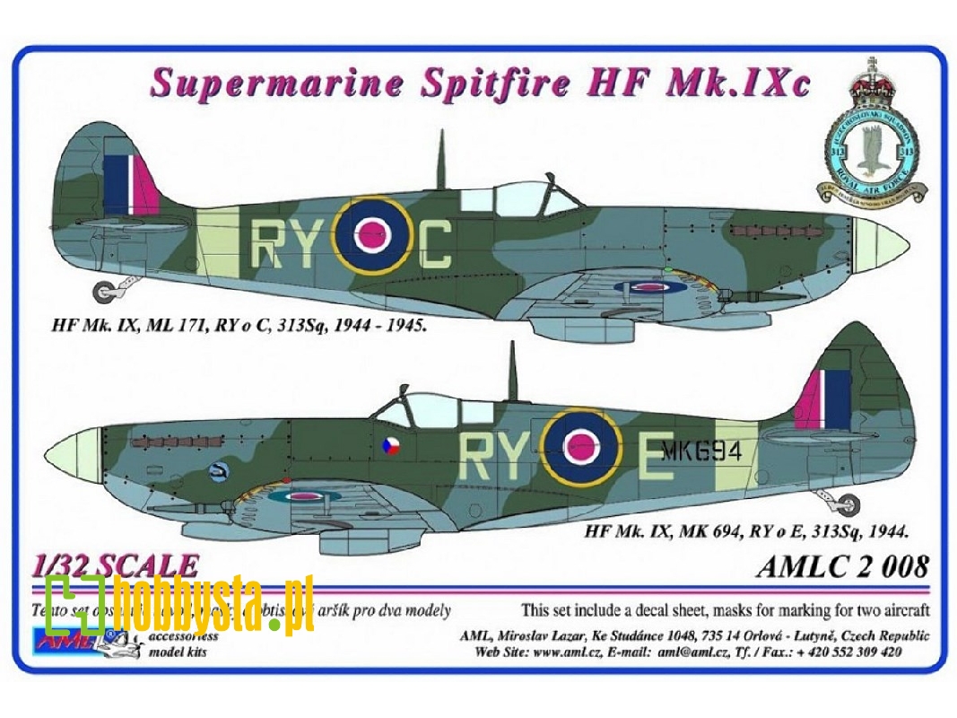 Supermarine Spitfire Mk.Ixc - 2 Decal Versions : Ry-c And ry-e - zdjęcie 1 Supermarine Spitfire Mk.Ixc - 2 Decal Versions : Ry-c And ry-e - zdjęcie 1