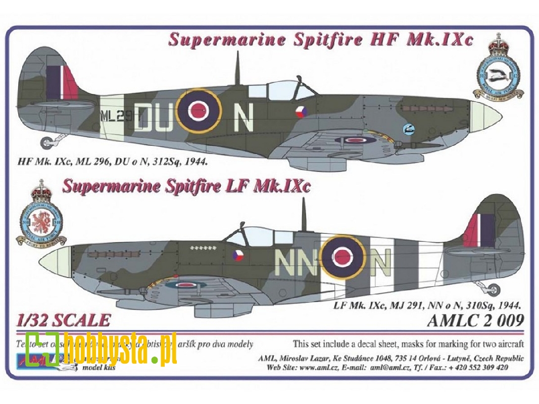Supermarine Spitfire Mk.Ixc - 2 Decal Versions : Du-n And Nn-n - zdjęcie 1 Supermarine Spitfire Mk.Ixc - 2 Decal Versions : Du-n And Nn-n - zdjęcie 1