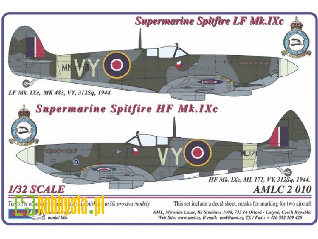 Supermarine Spitfire Mk.Ixc - 2 Decal Versions : Vy - zdjęcie 1 Supermarine Spitfire Mk.Ixc - 2 Decal Versions : Vy - zdjęcie 1