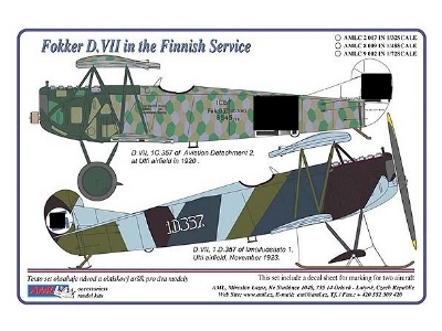 Fokker D.Vii In The Finnish Service (2 Decal Versions) - zdjęcie 1