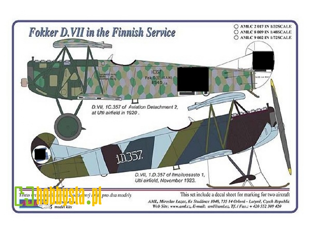 Fokker D.Vii In The Finnish Service (2 Decal Versions) - zdjęcie 1 Fokker D.Vii In The Finnish Service (2 Decal Versions) - zdjęcie 1
