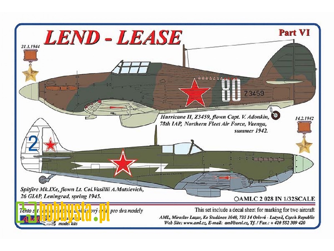 Hawker Hurricane Mk.Iic & Supermarine Spitfire Mk.Ixe - Lend-lease Serie Part Vi - zdjęcie 1 Hawker Hurricane Mk.Iic & Supermarine Spitfire Mk.Ixe - Lend-lease Serie Part Vi - zdjęcie 1