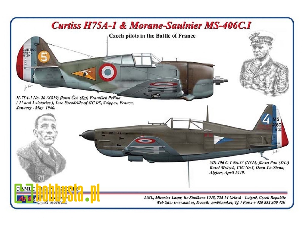 Curtiss H75a-1 Hawk & Morane-saulnier Ms-406c.I - Czech Pilots In Battle Of France - zdjęcie 1 Curtiss H75a-1 Hawk & Morane-saulnier Ms-406c.I - Czech Pilots In Battle Of France - zdjęcie 1