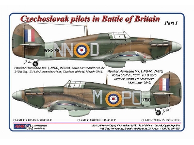 Hawker Hurricane Mk.I - Czechoslovak Pilots In Battle Of Britain (National Insignia And Code Letters Masks) - zdjęcie 1